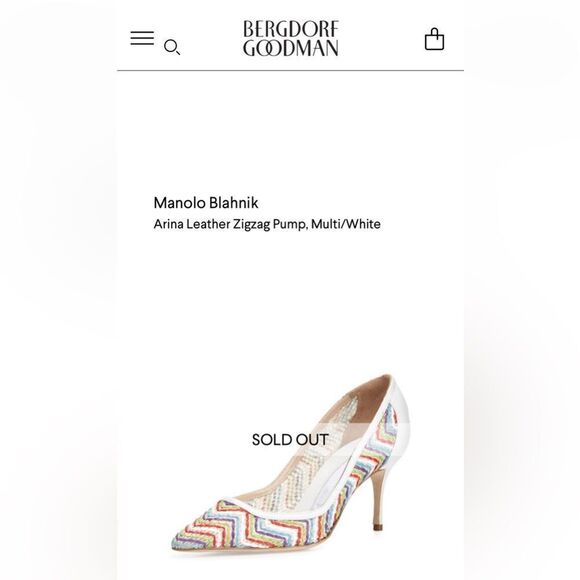 Manolo Blahnik Arina Leather Rainbow Zigzag Pump, size 9.5 - Picture 2 of 4